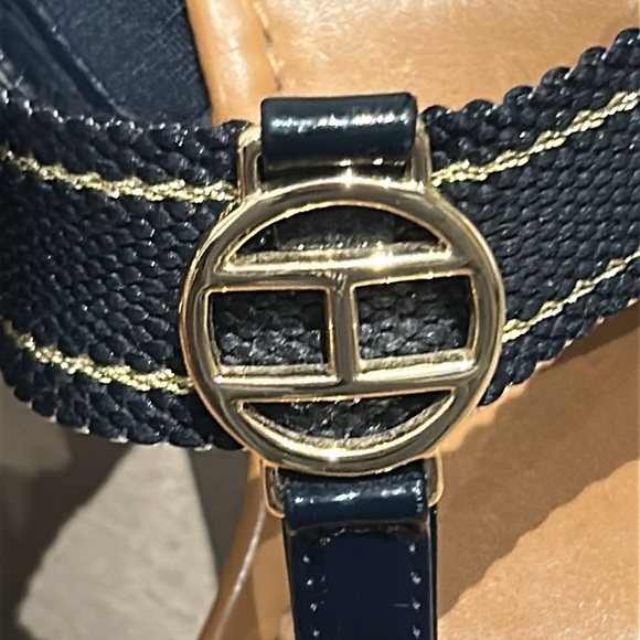 Tommy Hilfiger Cork Wedge Heeled Thong Sandals Navy Blue Tan Women’s 8.5 - Picture 4 of 16